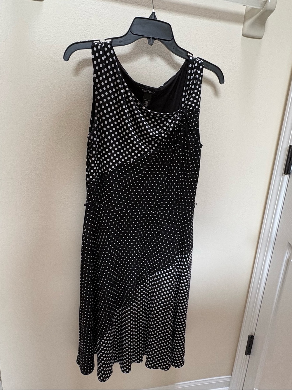 White House Black Market Black & White Polka Dot Sleeveless Dress